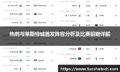 热刺与莱斯特城首发阵容分析及比赛前瞻详解
